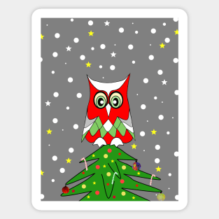 TREE Top Christmas Owl Sticker